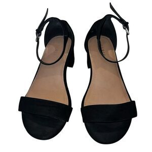 Torrid Womens Size 7 Wide Open Toe Sandals Black Ankle Strap Chunky Block Heel